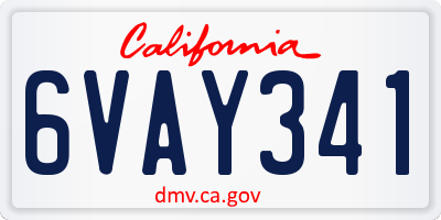 CA license plate 6VAY341