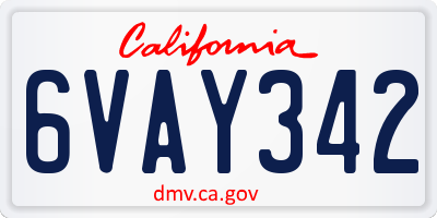 CA license plate 6VAY342