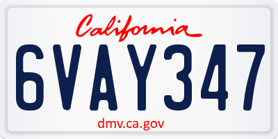 CA license plate 6VAY347