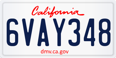 CA license plate 6VAY348