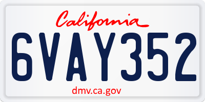 CA license plate 6VAY352