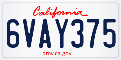 CA license plate 6VAY375