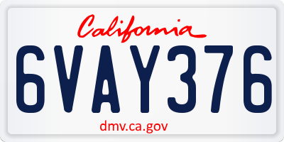 CA license plate 6VAY376