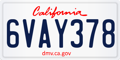 CA license plate 6VAY378