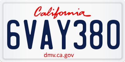 CA license plate 6VAY380