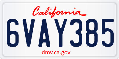 CA license plate 6VAY385