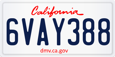 CA license plate 6VAY388