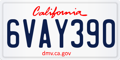 CA license plate 6VAY390