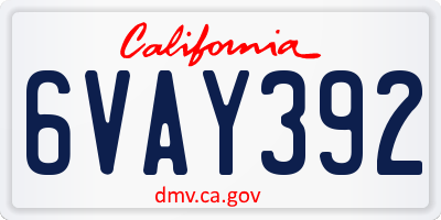 CA license plate 6VAY392