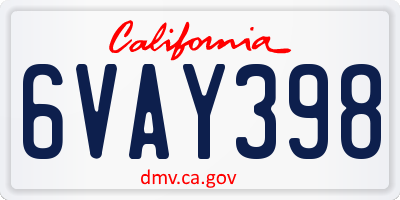 CA license plate 6VAY398