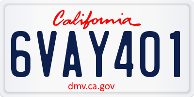 CA license plate 6VAY401