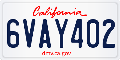 CA license plate 6VAY402