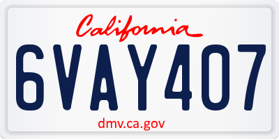 CA license plate 6VAY407