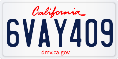 CA license plate 6VAY409