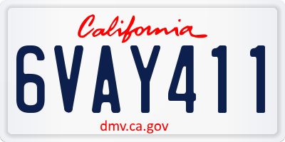 CA license plate 6VAY411
