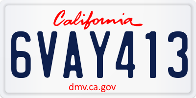 CA license plate 6VAY413