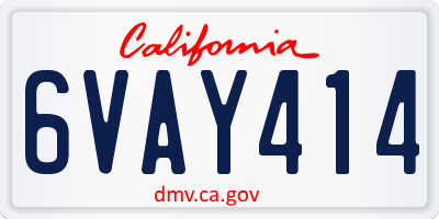 CA license plate 6VAY414