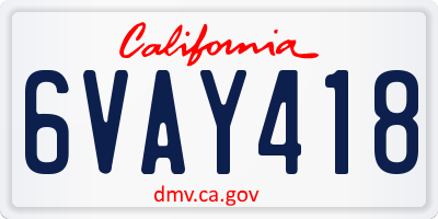 CA license plate 6VAY418