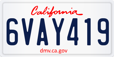 CA license plate 6VAY419