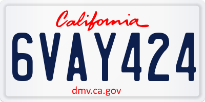 CA license plate 6VAY424