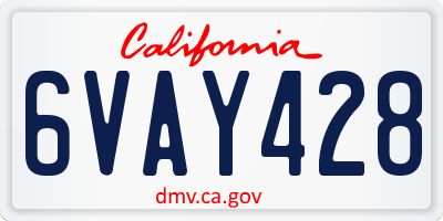 CA license plate 6VAY428