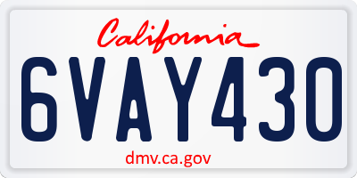CA license plate 6VAY430