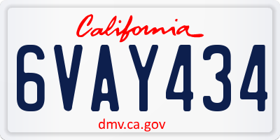 CA license plate 6VAY434