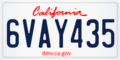 CA license plate 6VAY435