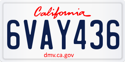 CA license plate 6VAY436
