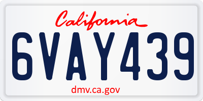 CA license plate 6VAY439