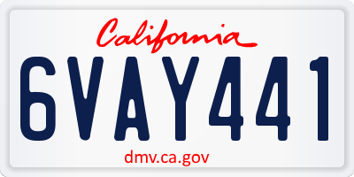 CA license plate 6VAY441