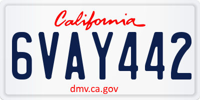CA license plate 6VAY442