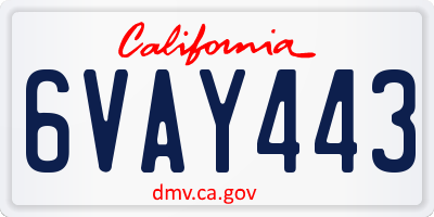 CA license plate 6VAY443