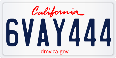 CA license plate 6VAY444