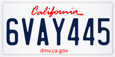 CA license plate 6VAY445