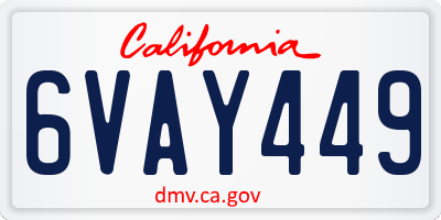 CA license plate 6VAY449
