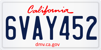 CA license plate 6VAY452