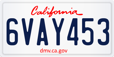 CA license plate 6VAY453