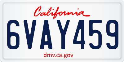 CA license plate 6VAY459