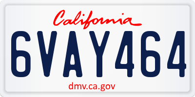 CA license plate 6VAY464