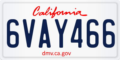 CA license plate 6VAY466