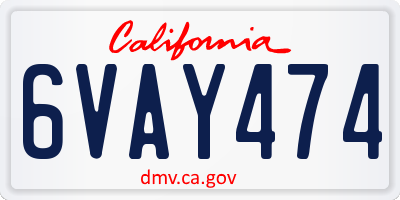 CA license plate 6VAY474