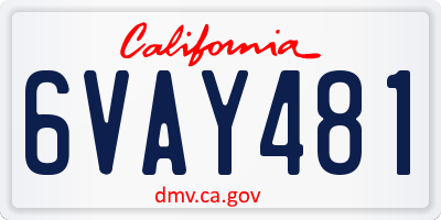 CA license plate 6VAY481
