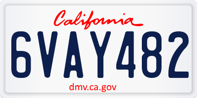 CA license plate 6VAY482