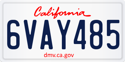 CA license plate 6VAY485
