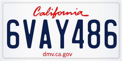 CA license plate 6VAY486