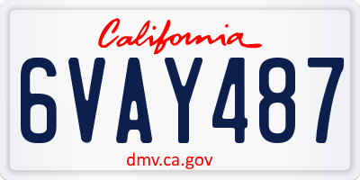CA license plate 6VAY487
