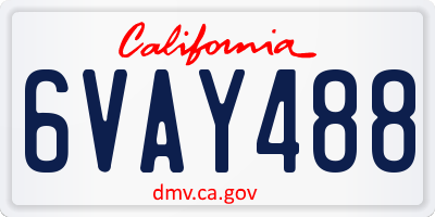 CA license plate 6VAY488