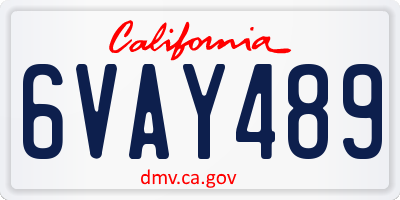 CA license plate 6VAY489