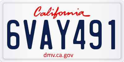 CA license plate 6VAY491